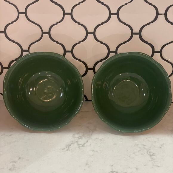 The Pioneer Woman Rose Shadow stoneware soup/cereal bowl set of 2 6” green - Picture 4 of 9
